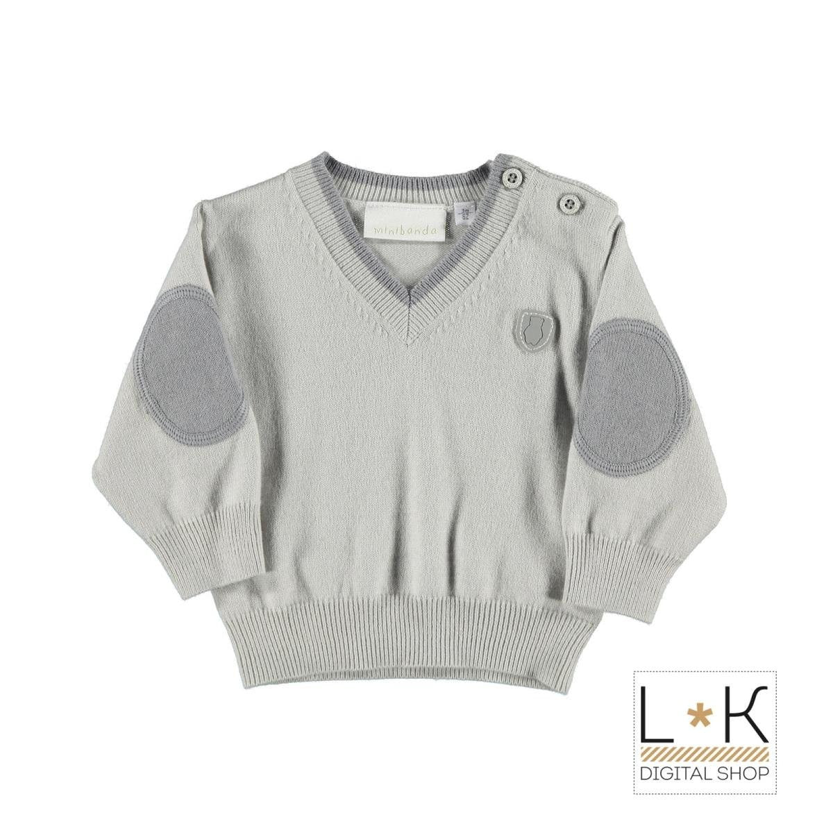 Maglioncino in Misto Lana Grigio Neonato Minibanda H610 - MINIBANDA - LuxuryKids