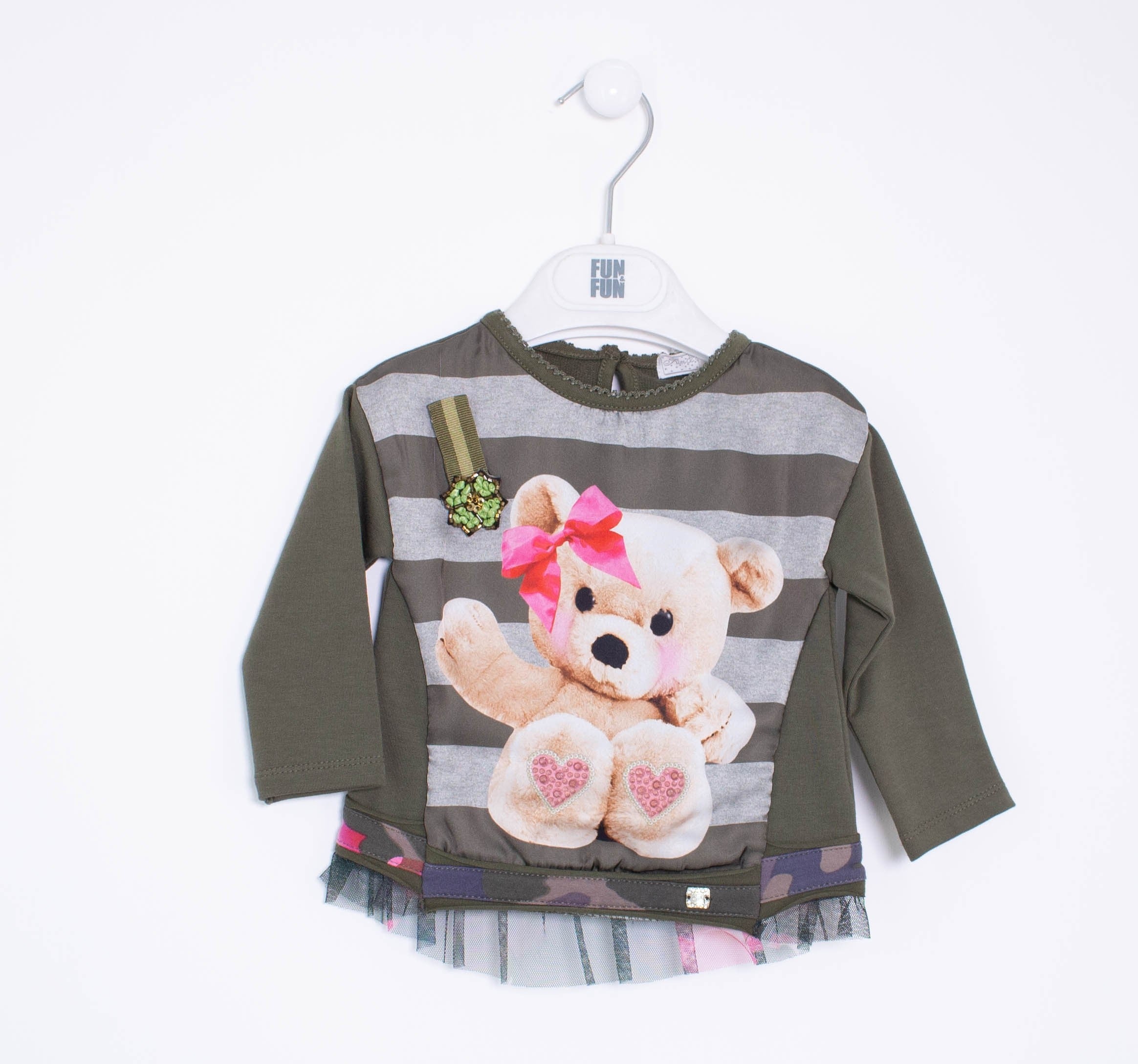 Maxi Maglia In Felpa Verde Militare Neonata Fun&Fun FUNNDR3557 - FUN&FUN - LuxuryKids