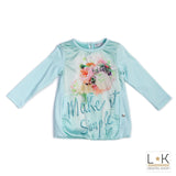 Maxi Shirt In Misto Cotone Verde Acqua Fun&Fun FNNMX6548 - FUN&FUN - LuxuryKids