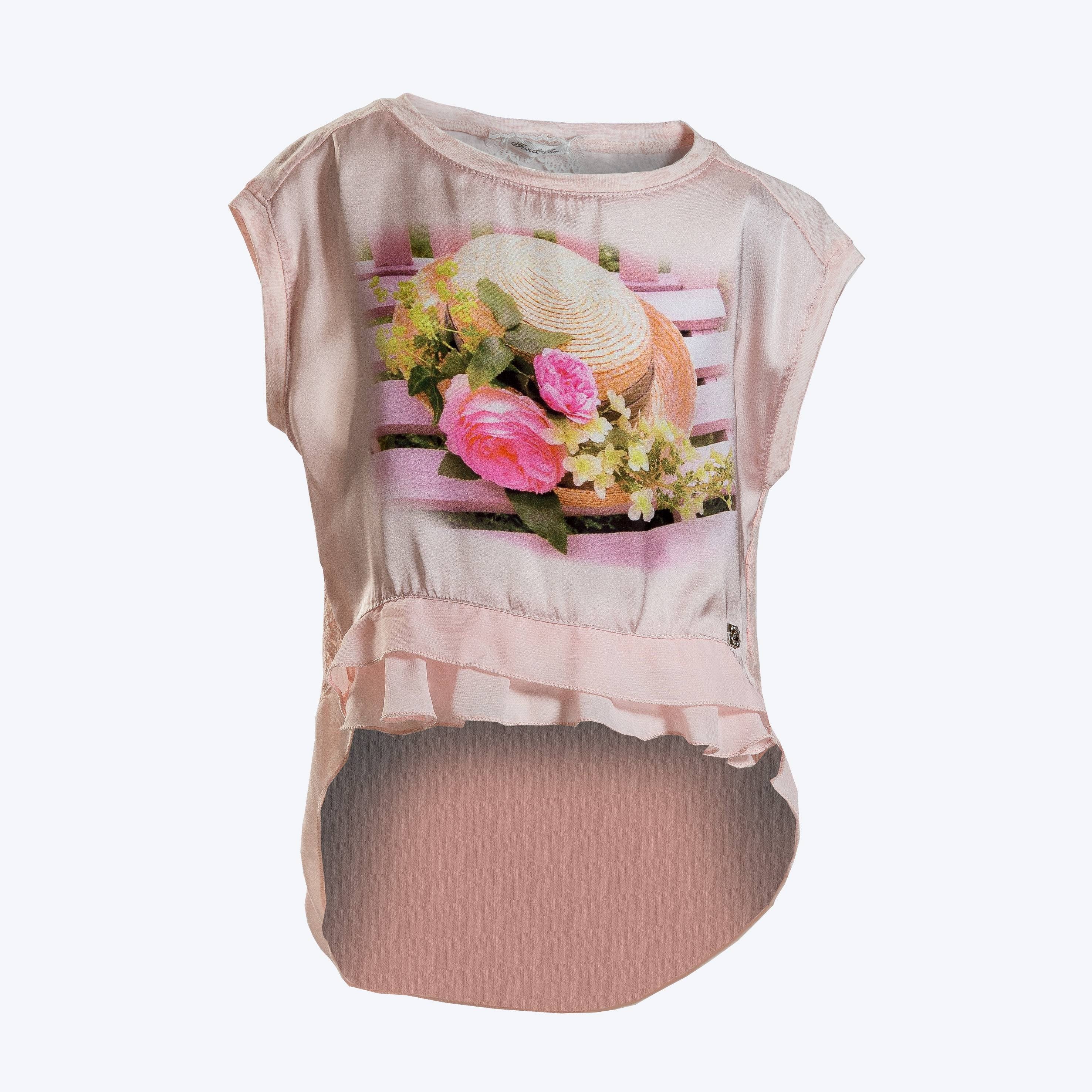 Maxi Top Rosa con Stampa Bambina Fun&Fun FUNBTS5147 - FUN&FUN - LuxuryKids