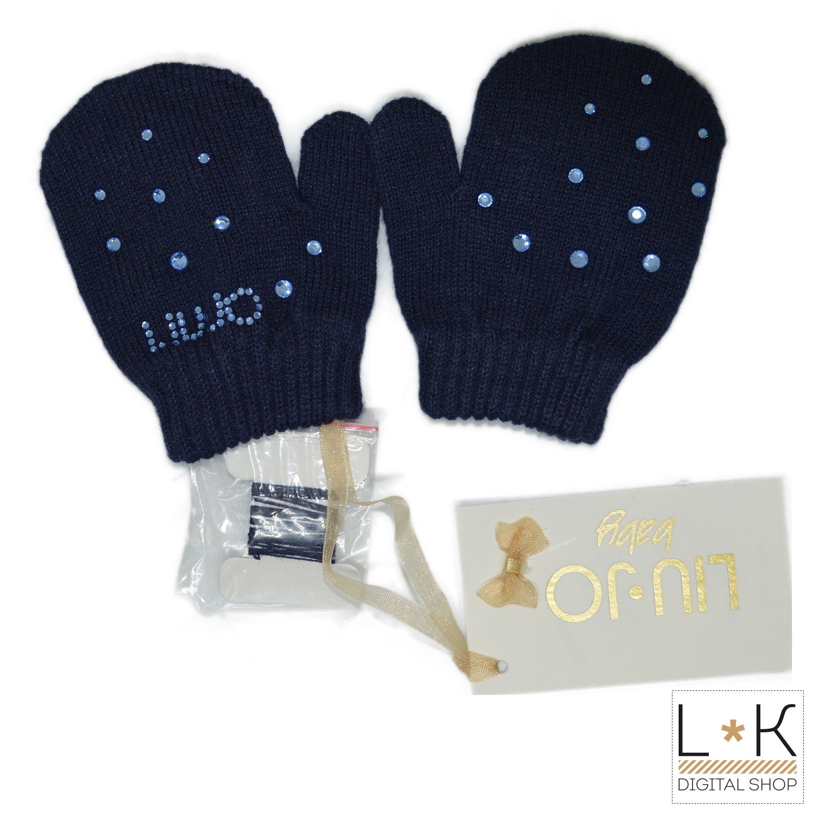 Moffole in Lana Blu con Strass Neonata Liu Jo H63030-00-BLUE - LIU JO - LuxuryKids