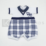 Pagliaccetto Intero In Cotone Bianco E Blu Neonato LA SARTORIA DEI PICCOLI LP753 - LA SARTORIA DEI PICCOLI - LuxuryKids