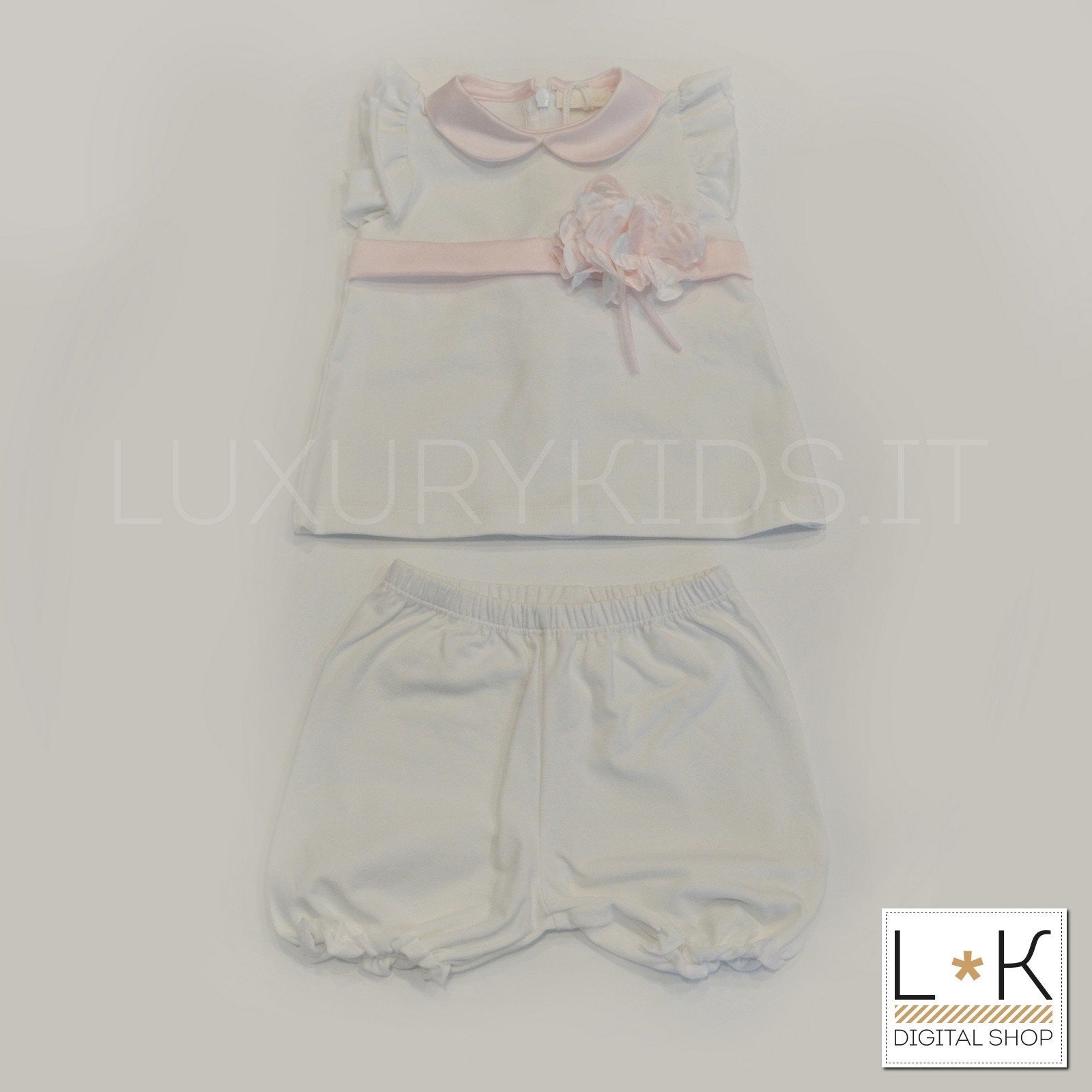 Pagliaccetto Spezzato in Cotone Bianco Neonata Ninnaoh E17153 - NINNAOH - LuxuryKids