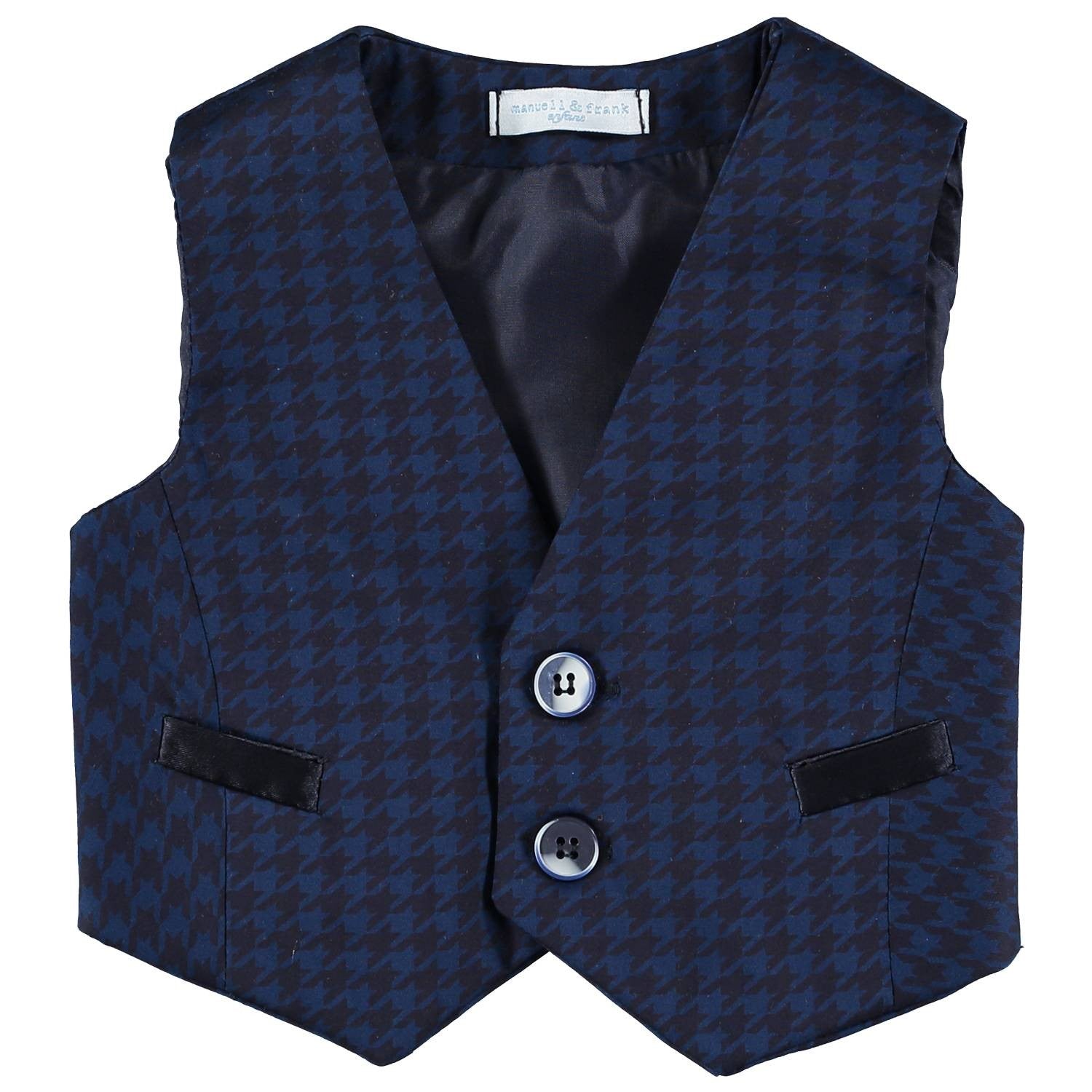 Panciotto in Cotone Pied de Poule Blu Neonato MANUELL & FRANK MF5118I - MANUELL&FRANK - LuxuryKids