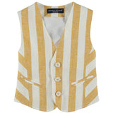 Panciotto In Misto Lino A Righe Senape Bambino MANUELL&FRANK MF5102B - MANUELL&FRANK - LuxuryKids