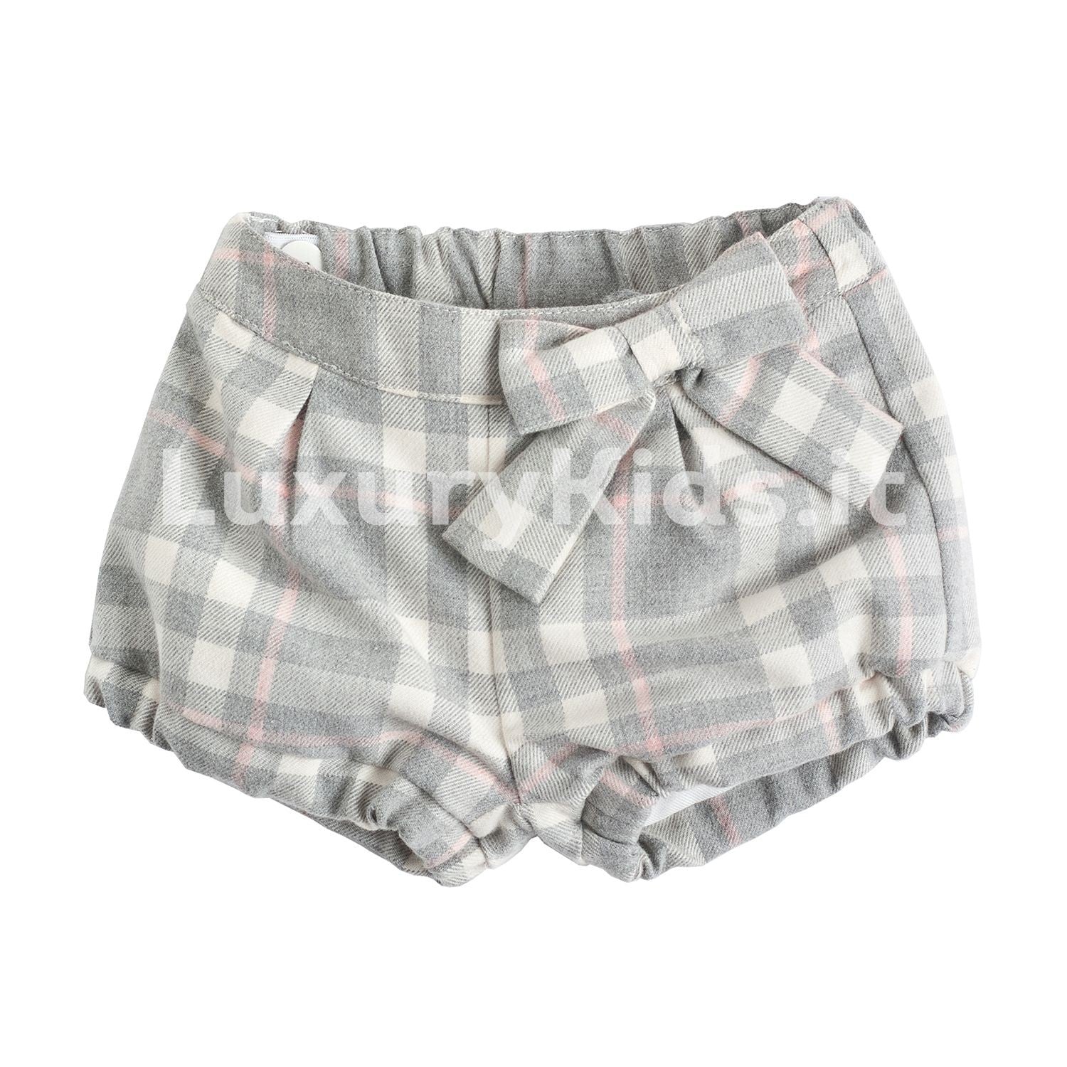 Pantaloncino a Quadri Modello Palloncino Grigio-Rosa Neonata Minibanda V745 - MINIBANDA - LuxuryKids