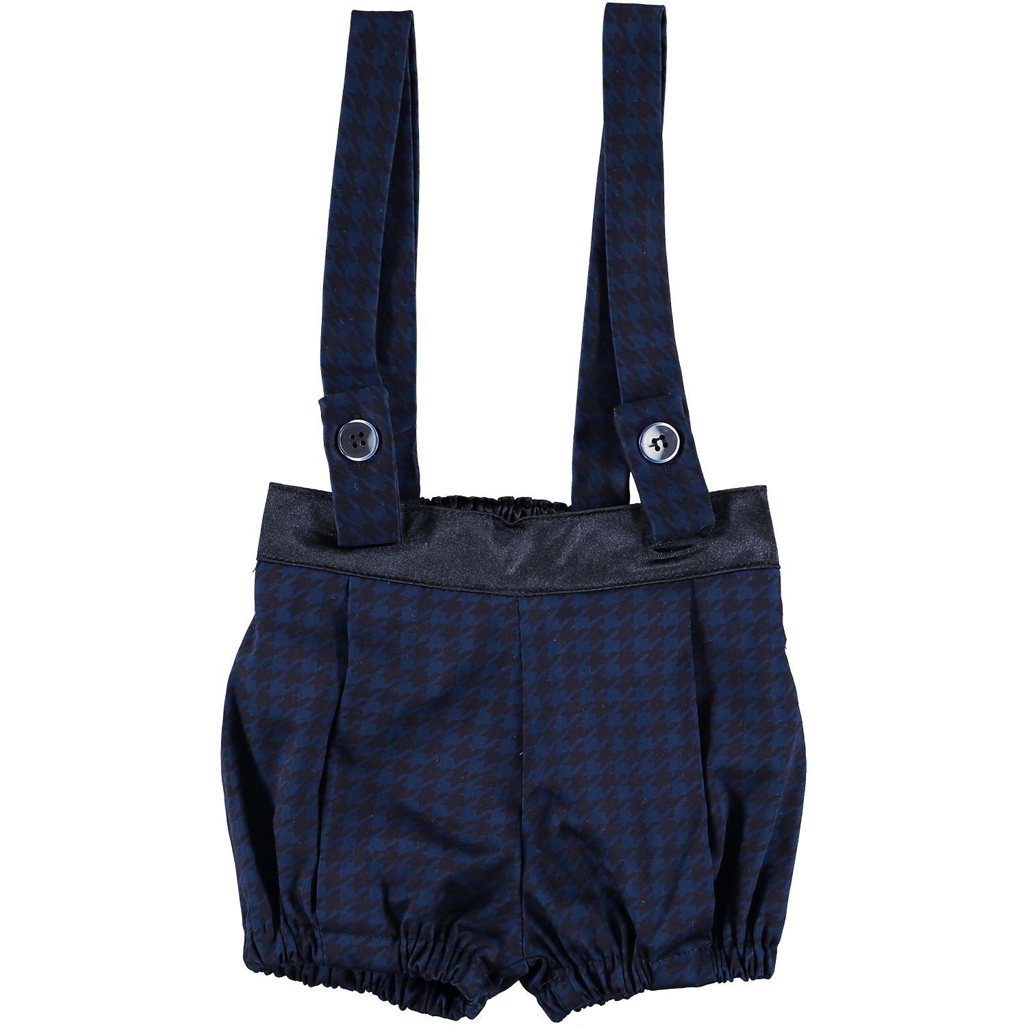 Pantaloncino Con Bretelle in Pied de Poule Blu Neonato MANUELL & FRANK MF2198I - MANUELL&FRANK - LuxuryKids