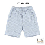 Pantalone a Righe in Cotone Neonato Celeste Minibanda M654 - MINIBANDA - LuxuryKids