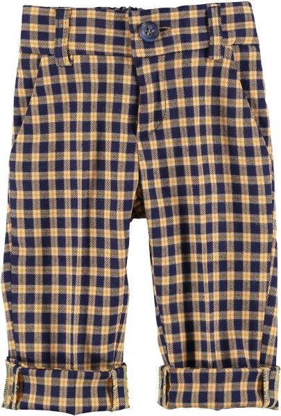 Pantalone Caldo Cotone Fantasia a Quadri Blu-Senape Bambino Manuell&Frank MF1159B - MANUELL&FRANK - LuxuryKids