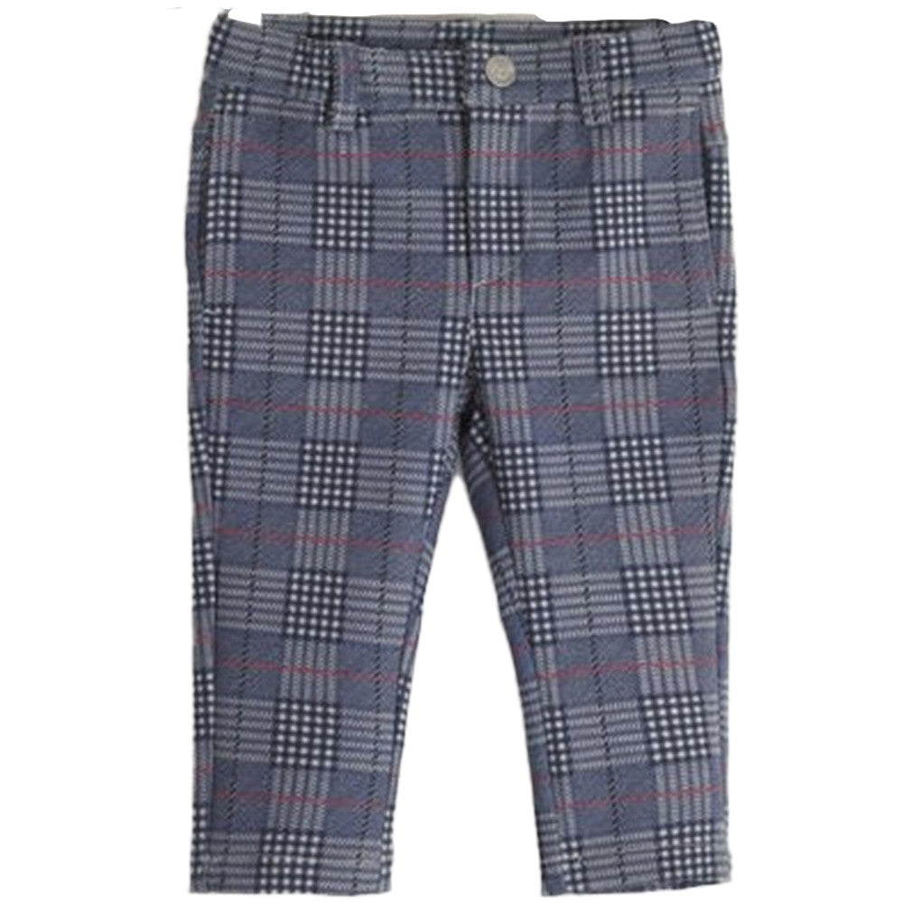 Pantalone Caldo Cotone Fantasia a Quadri Grigo Bambino MINIBANDA 1152 - SARABANDA - LuxuryKids