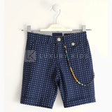 Pantalone Corto In 100% Cotone Con Fantasia Pois Blu Bambino Sarabanda J637 - SARABANDA - LuxuryKids