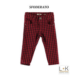 Pantalone Elegante in Caldo Cotone a Quadretti Rosso Bambino Sarabanda N161 - SARABANDA - LuxuryKids