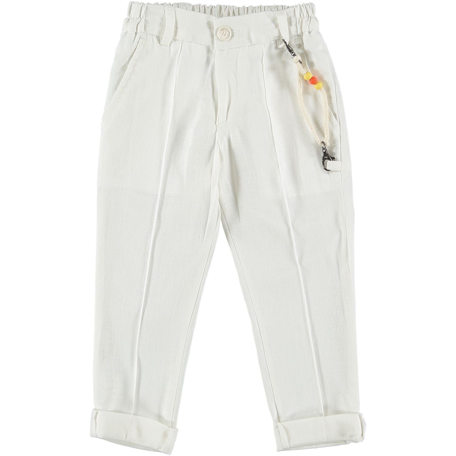 Pantalone Lungo In Misto Lino Panna Bambino MANUELL&FRANK MF1185B - MANUELL&FRANK - LuxuryKids