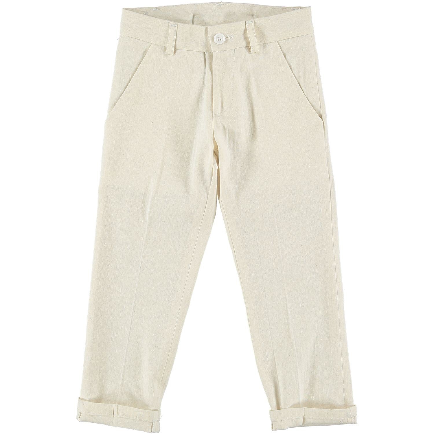 Pantalone Lungo In Misto Lino Panna Bambino MANUELL&FRANK MF1189B - MANUELL&FRANK - LuxuryKids