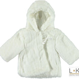 Pellicciotto con Cappuccio Ecologico Bianco Neonata Minibanda T772 - MINIBANDA - LuxuryKids