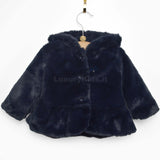 Pellicciotto con Cappuccio Ecologico Blu con Doppio Petto Per Neonata Dr.Kids 367 - DR.KID - LuxuryKids