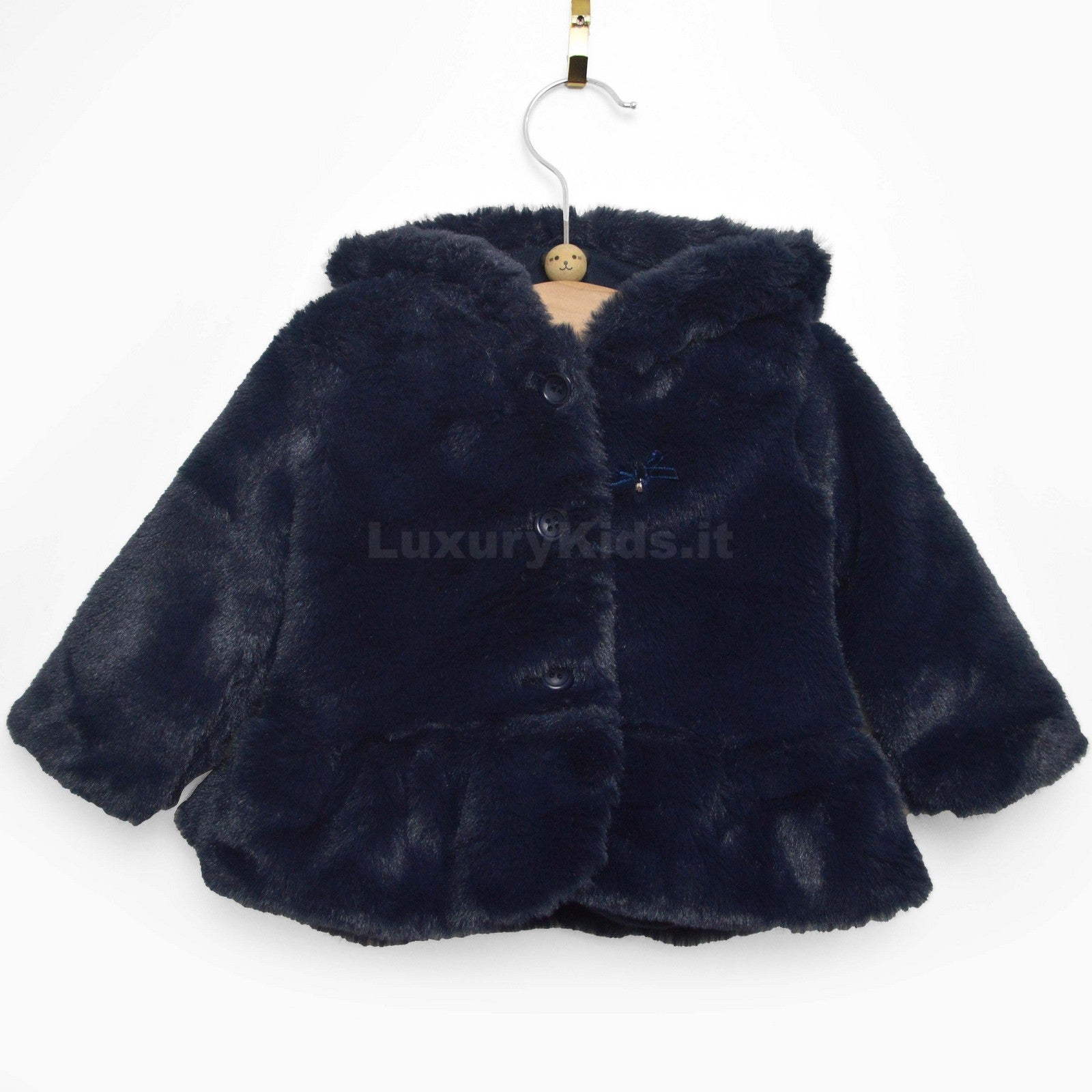 Pellicciotto con Cappuccio Ecologico Blu con Doppio Petto Per Neonata Dr.Kids 367 - DR.KID - LuxuryKids