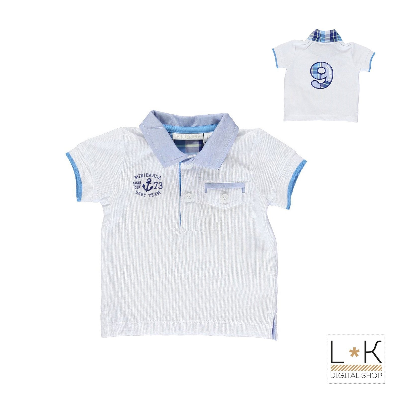 Polo Bianca Effetto Nido D'ape Neonato Minibanda M630 - MINIBANDA - LuxuryKids
