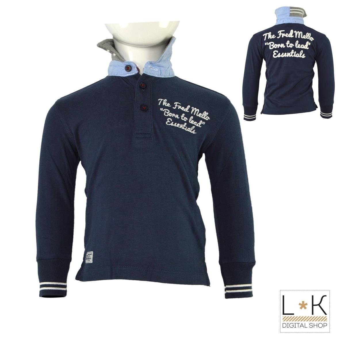 Polo in Caldo Cotone Blu Neonato Fred Mello 12679 - FRED MELLO - LuxuryKids