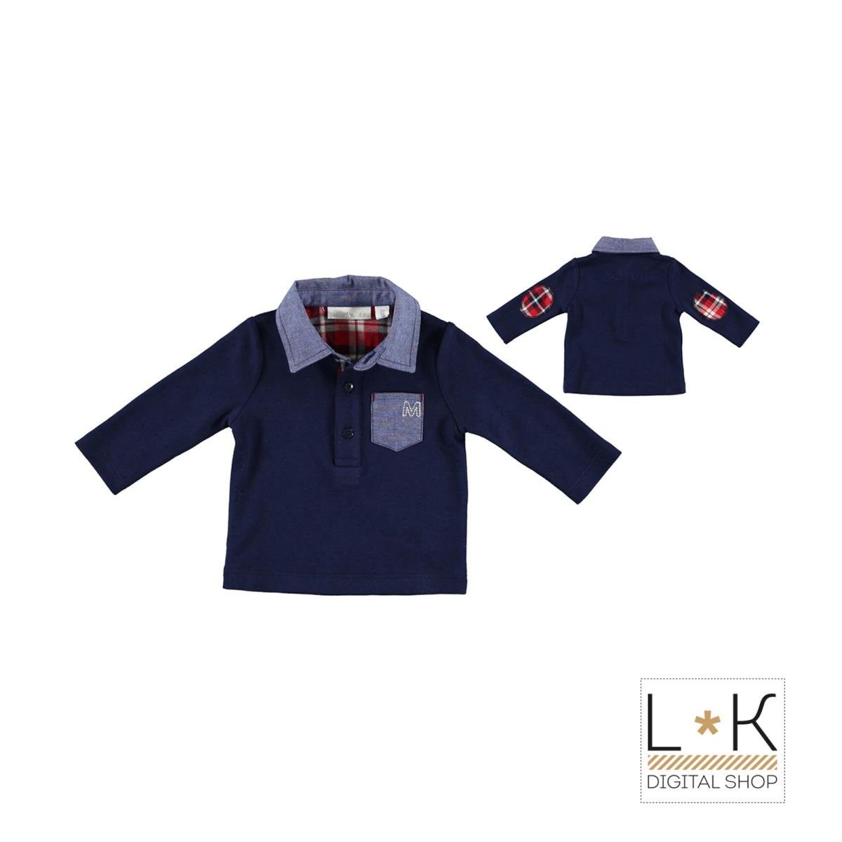 Polo in Caldo Cotone Blu Neonato Minibanda L614 - MINIBANDA - LuxuryKids