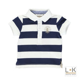 Polo in Cotone a Righe Bianco-Blu Neonato Minibanda M632 - MINIBANDA - LuxuryKids