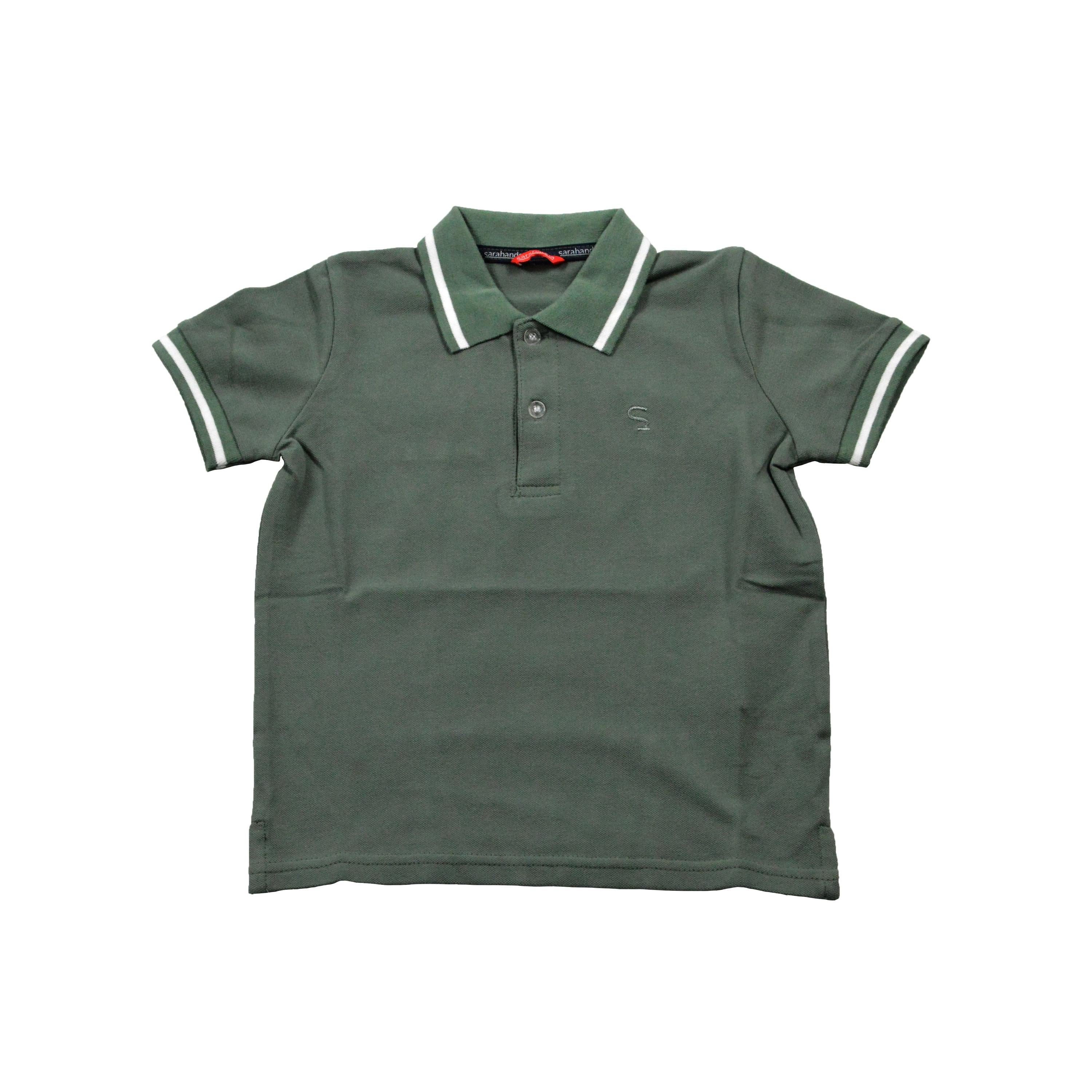 Polo in Cotone Verde Militare Tinta Unita Bambino Sarabanda M841 - SARABANDA - LuxuryKids