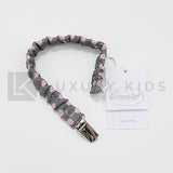 Portaciuccio In Tessuto Grigio A Poise Rosa Neonata LA SARTORIA DEI PICCOLI LPO653 - LA SARTORIA DEI PICCOLI - LuxuryKids