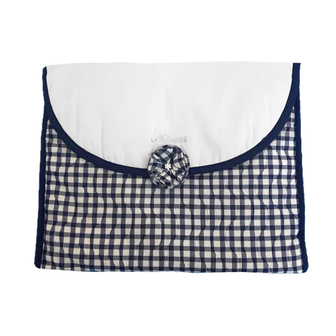 Sacca Portaoggetti in Cotone a Quadretti Blu Neonata Ninnaoh E18SAC12 - NINNAOH - LuxuryKids