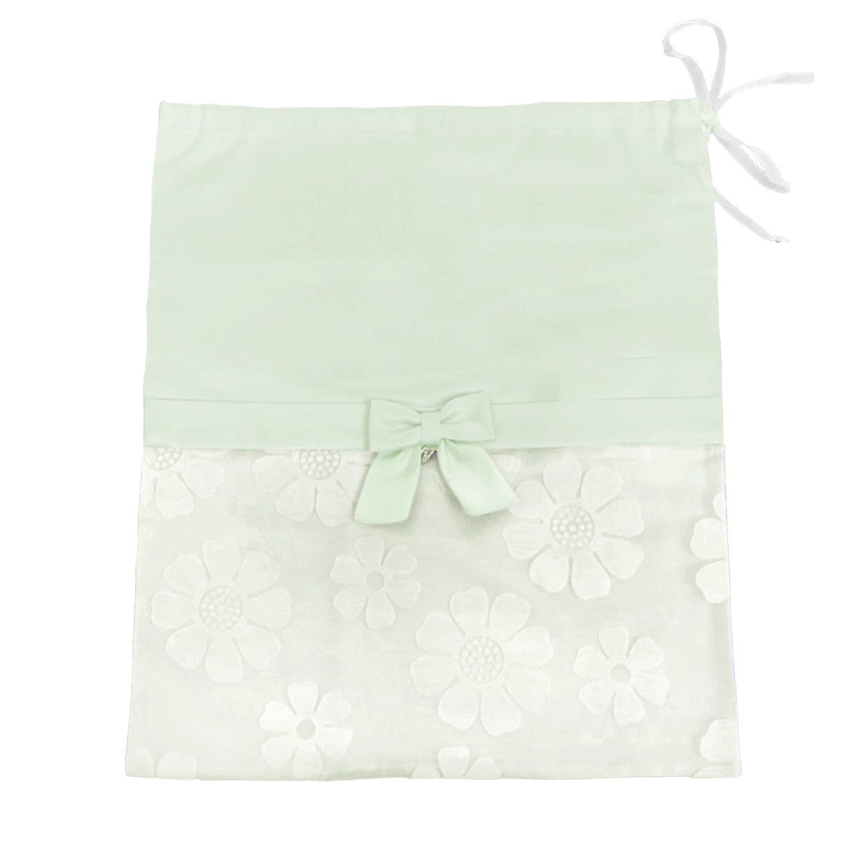 Sacco Portaoggetti in Raso e Organza Neonata Verde Ninnaoh E16SAC10 - NINNAOH - LuxuryKids