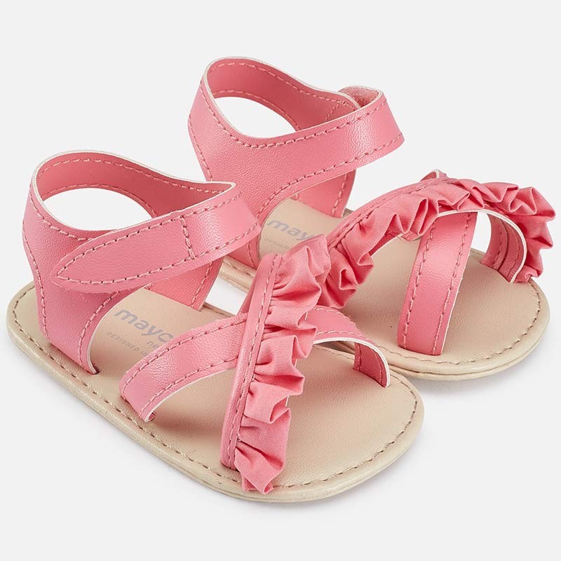 Sandali Da Culla In Ecopelle Fuxia Con Volant Neonata Mayoral 9131 - MAYORAL - LuxuryKids
