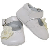 Scarpa culla Ballerina in Pelle Con fiore Neonata Perlata Panyno A2409 - PANYNO - LuxuryKids