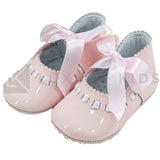 Scarpa Da culla In Vernice Con Fiocco In Raso Rosa Neonata Panyno A2215 - PANYNO - LuxuryKids
