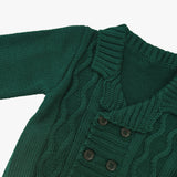 Cardigan Doppio Petto In Misto Lana Neonato Verde BUFI B1473G - BUFI - LuxuryKids