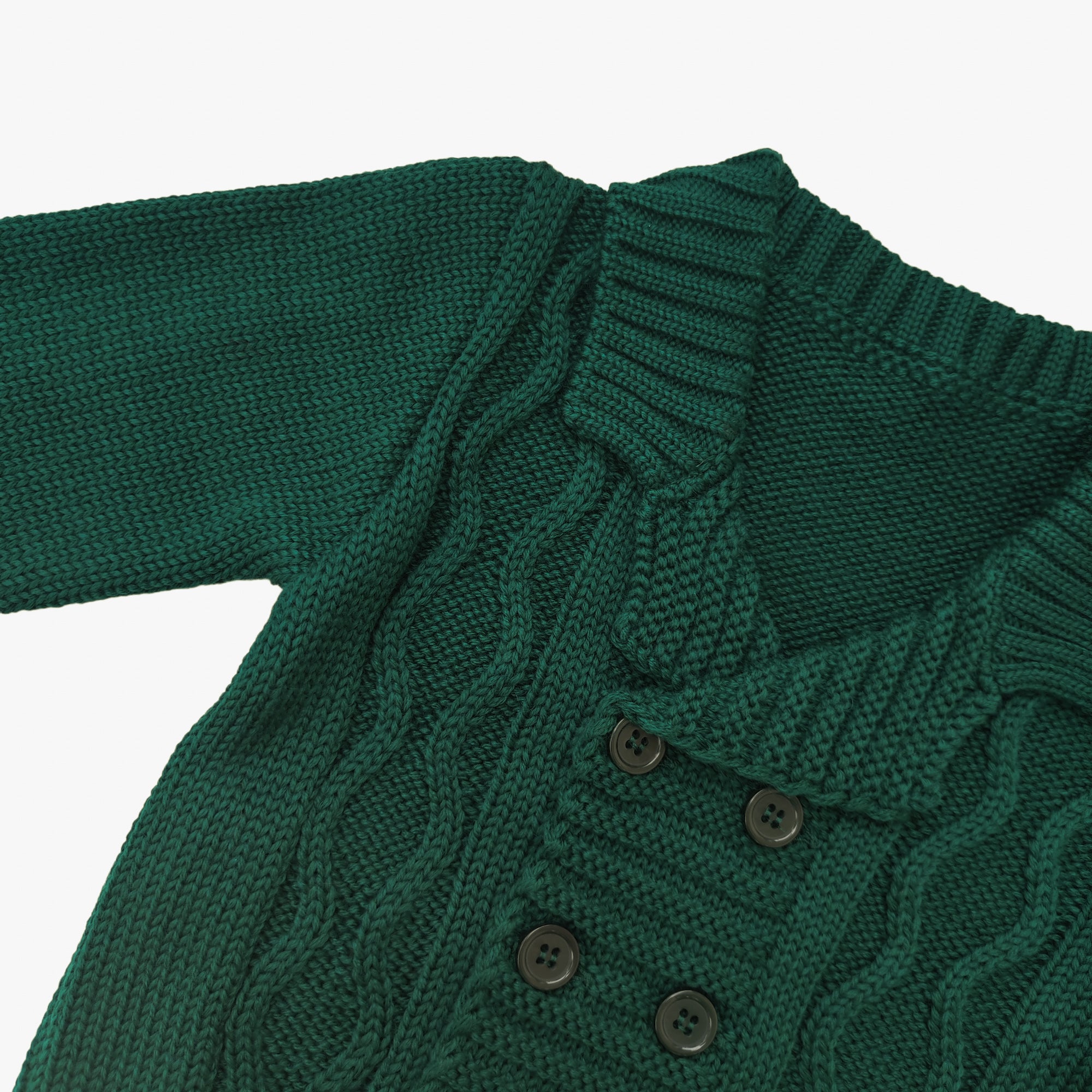 Cardigan Doppio Petto In Misto Lana Neonato Verde BUFI B1473G - BUFI - LuxuryKids