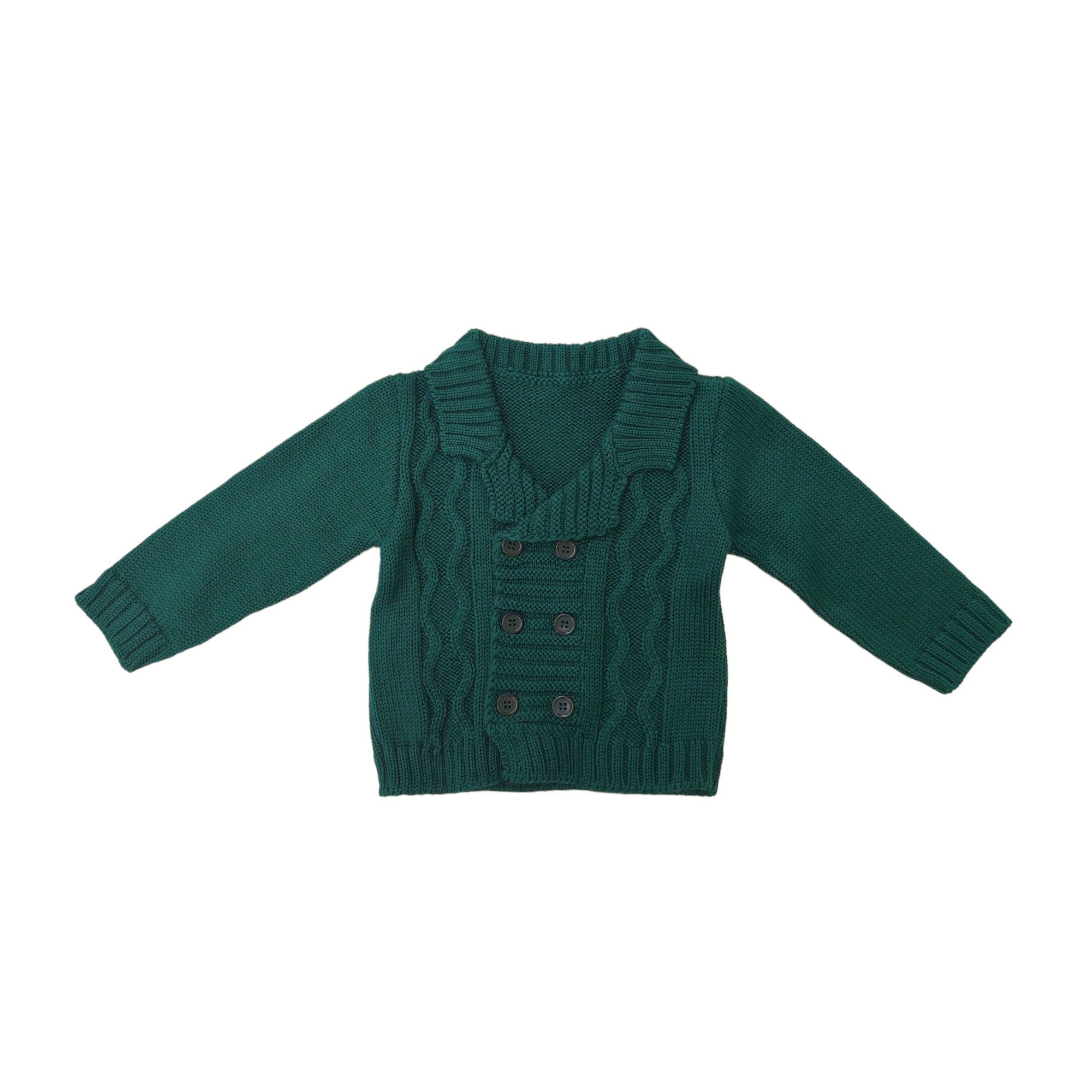 Cardigan Doppio Petto In Misto Lana Neonato Verde BUFI B1473G - BUFI - LuxuryKids