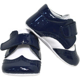 Scarpe culla In Pelle e Vernice Bianco-Blu Neonato Panyno A2411 - PANYNO - LuxuryKids
