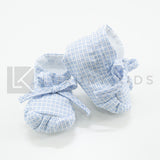 Scarpette Da Culla A Fantasia Azzurra Neonato LA SARTORIA DEI PICCOLI LSC751 - LA SARTORIA DEI PICCOLI - LuxuryKids