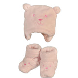 Set Cappello E Scaroine In Ciniglia Rosa Neonata Minibanda R305 - MINIBANDA - LuxuryKids