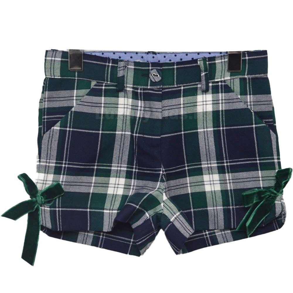 Short in Caldo Cotone con Fantasia a Quadretti Verde-Blu Per Bambina Dr.Kids 409 - DR.KID - LuxuryKids