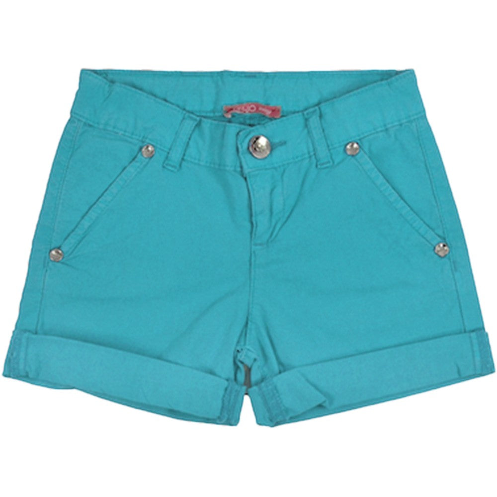 Short in Cotone Verde Acqua in Tinta Unita Bambina Liu Jo K130650 - LIU JO - LuxuryKids