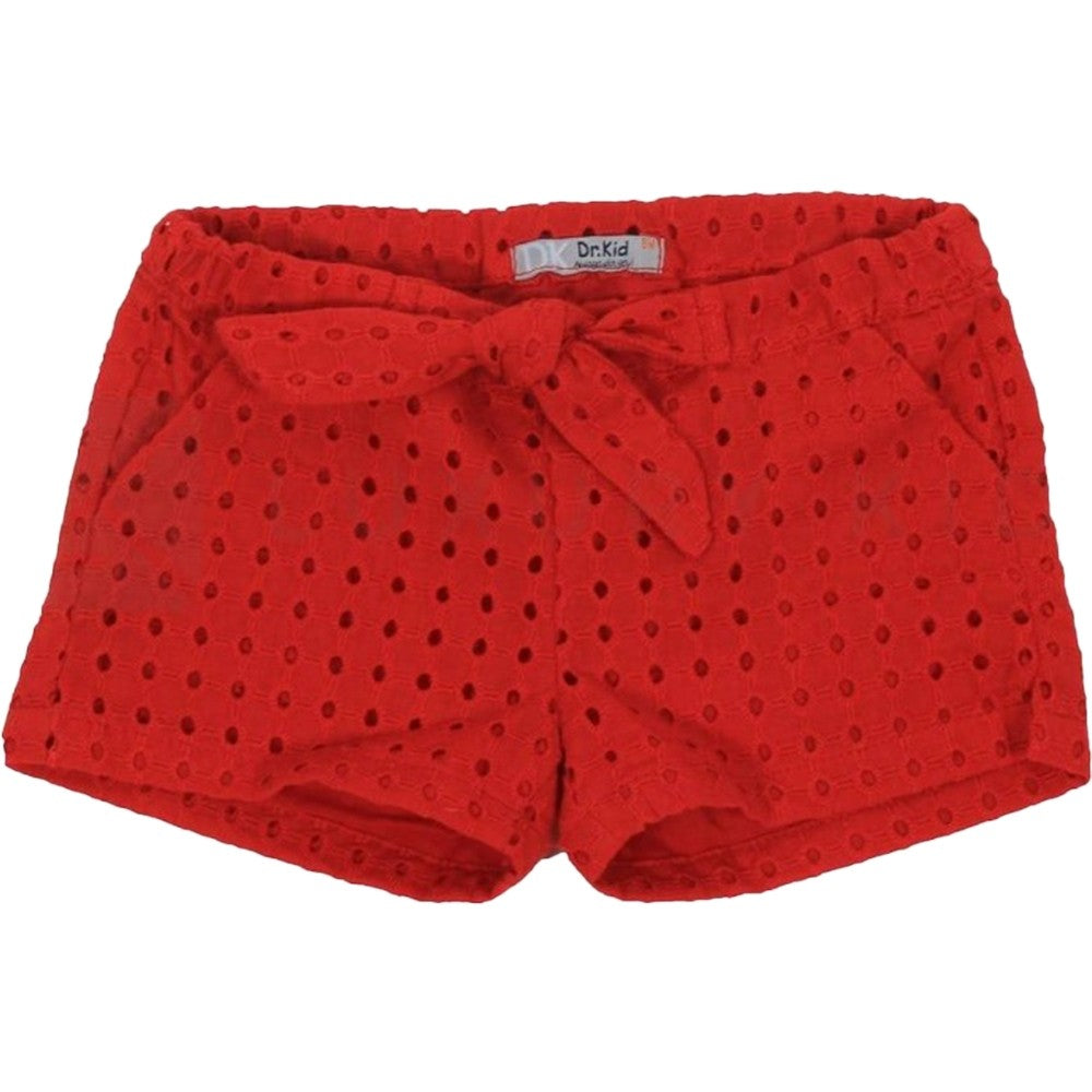Short In Pizzo San Gallo Rosso Bambina Dr Kid DK320 - DR.KID - LuxuryKids