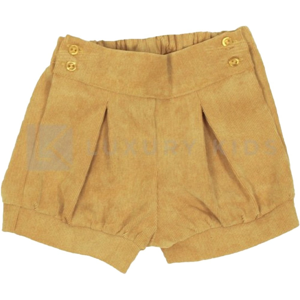 Short in velluto millerighe Senape Neonata A&J 467 - A&J - LuxuryKids
