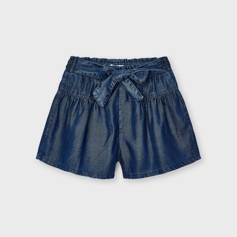 Shorts In Denim Con Fiocco Bambina MAYORAL 3206 - MAYORAL - LuxuryKids