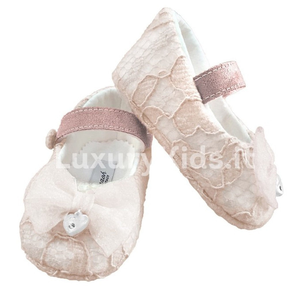 Scarpe Da Culla Rosa con Fiocco Neonata Ninnaoh I1821 - NINNAOH - LuxuryKids