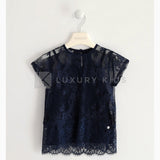 Top In Pizzo Con Canottiera Tono Su Tono Bambina Sarabanda J409 - SARABANDA - LuxuryKids