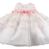 Vestito Elegante Con Culotte e Ricami Note Musicali Bianco-Rosa Pesca Neonata NINNAOH E2121 - NINNAOH - LuxuryKids