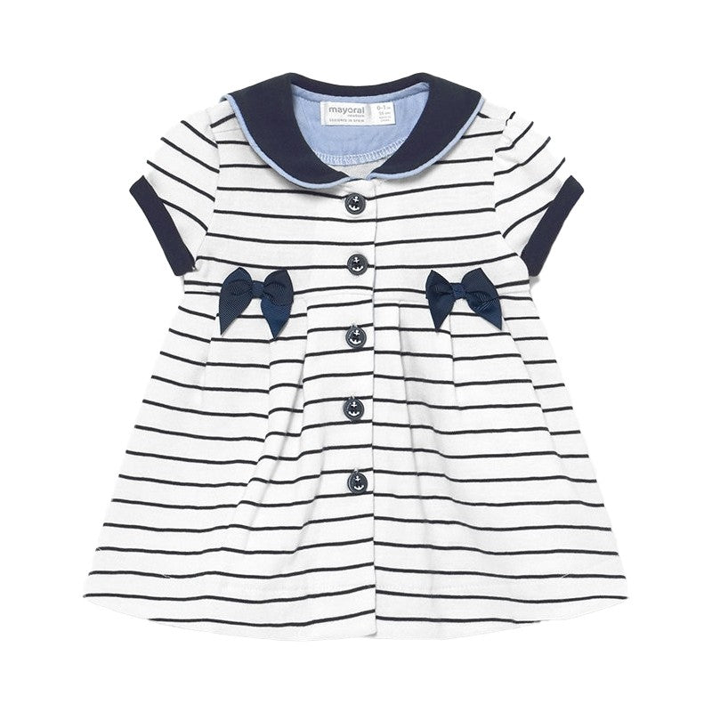 Vestito In Cotone Marinaretto A Righe Neonata MAYORAL 1801 - MAYORAL - LuxuryKids