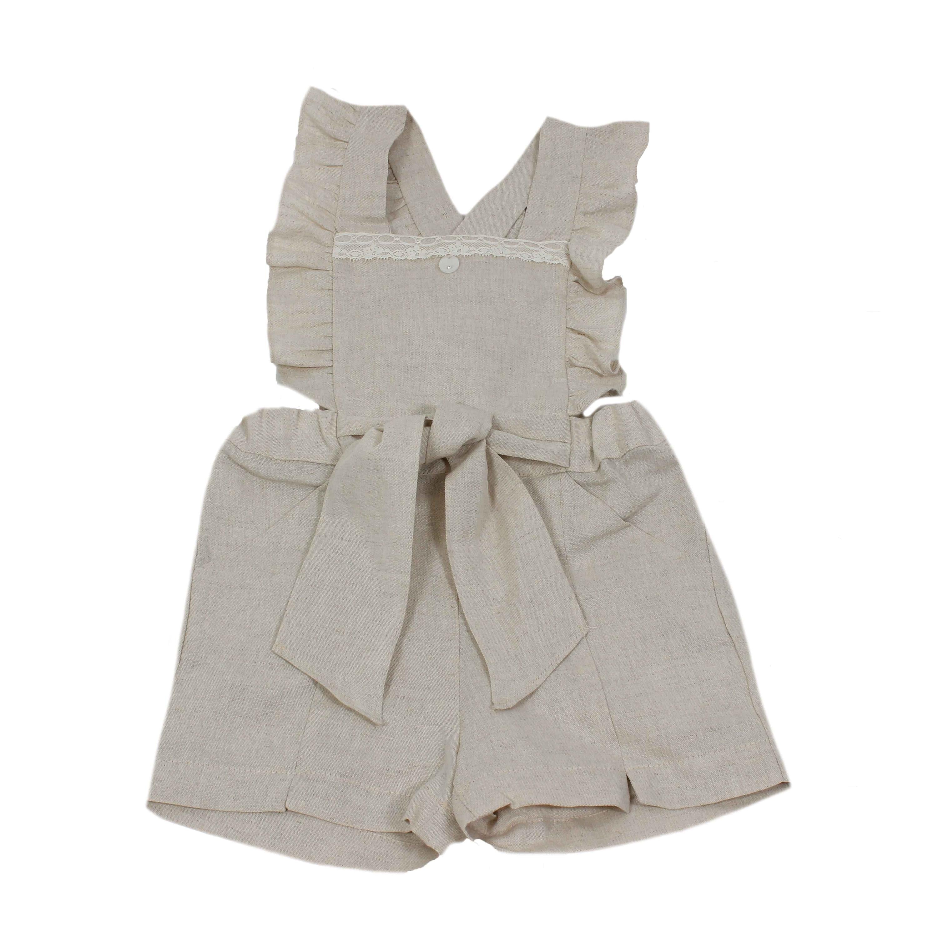 Salopette in Lino Beige Bambina DR KIDS DK473 - DR.KID - LuxuryKids