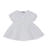 Camicia Mezze Maniche Cotone e Pizzo San Gallo Bianca Neonata DR KID DK344 - DR.KID - LuxuryKids