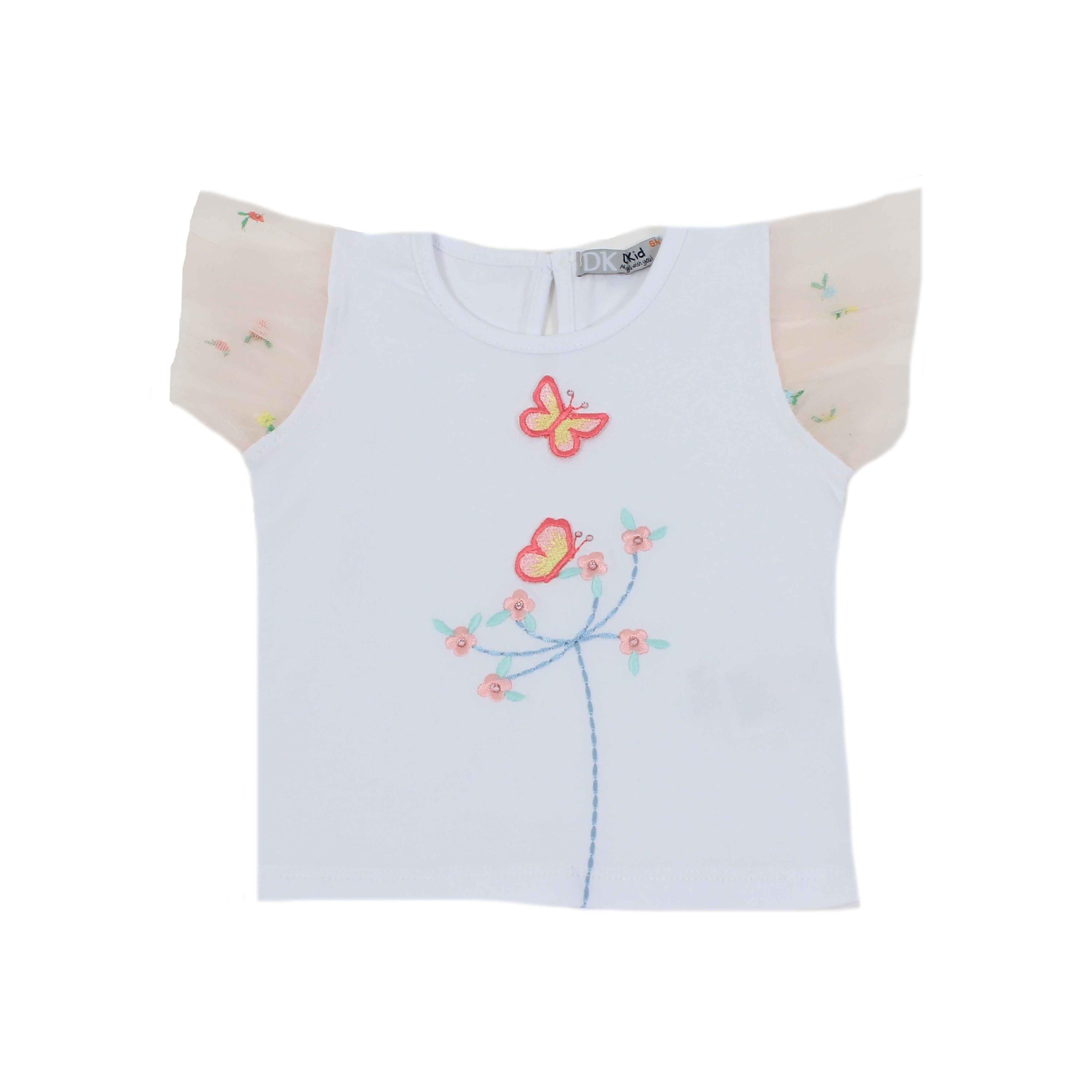 Maglia in Cotone Con Ricami Di Farfalle e Fiori Bambina Dr Kid DK352 - DR.KID - LuxuryKids
